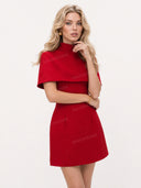 Elegant Cape-Layered Mini Dress