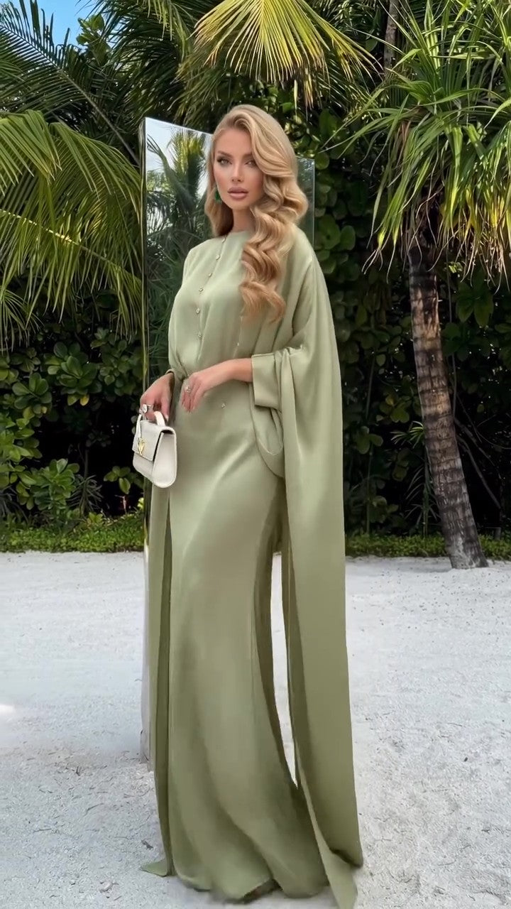 Luxury Minimalist Draped Maxi Dress
