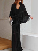 Elegant Sheer Cape Sleeve High Neck Kaftan Maxi Dress