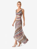 Swing Collar Striped Maxi Dress