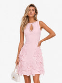 Elegant Floral Sleeveless Keyhole Mini Dress