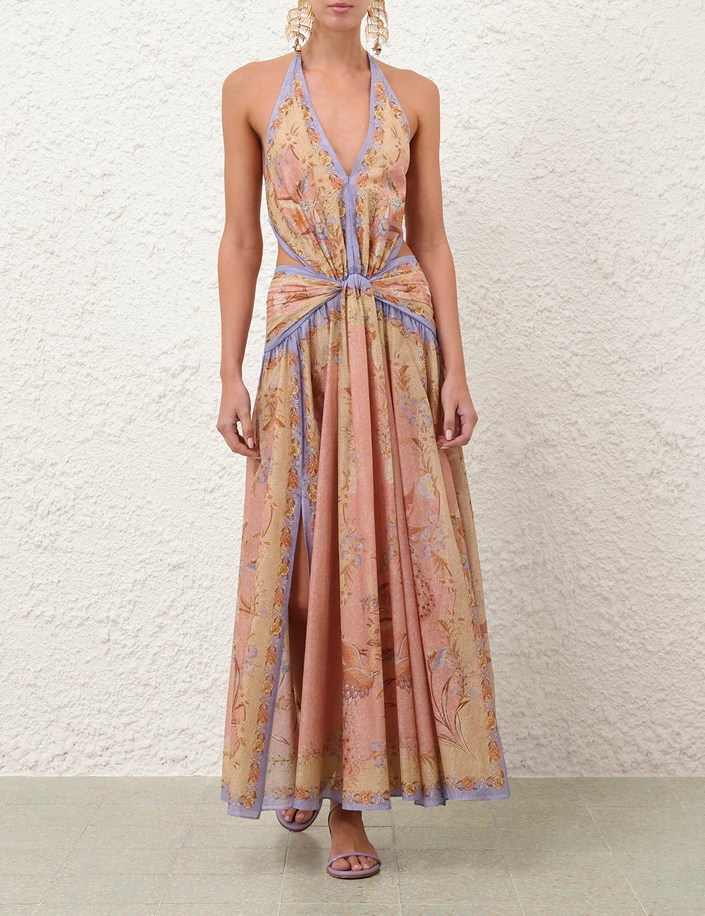 Bohemian Floral Print Deep V-Neck Maxi Dress