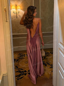 Sexy Elegant Satin Side High Slit Maxi Dress