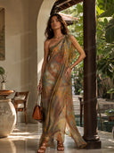Printed Off-shoulder Maxi Dress