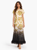 Feather Hem Midi Dress