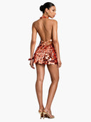 Elegant Backless Sequin Embroidered Mini Dress