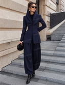 Pinstripe Hooded Tailored Blazer