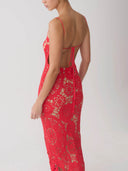 Spaghetti-Strap Crochet Tassel Midi Dress
