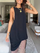 Casual Longline Tank Top & Zebra Print Pants Two-Piece Set