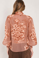 Elegant Floral Print High Neck Long Sleeve Maxi Dress