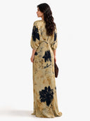 Elegant Watercolor Twist-Front Maxi Dress