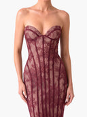 Elegant Strapless Lace Corset Maxi Dress