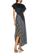 Elegant Floral Print Asymmetric Pleated Maxi Dress