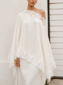 Elegant Satin Lace Shawl & Maxi Skirt Two-Piece Set