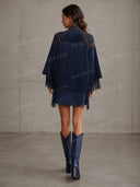 Retro Western Embroidered Fringe Mini Dress