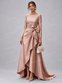 Elegant Satin Bow Detail Party Maxi Dress