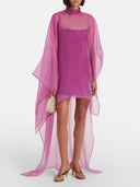 Elegant Sheer Organza Cape Mini Dress