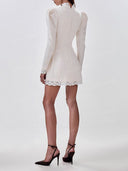 Elegant Puff Sleeve Lace Trim Prom Mini Dress