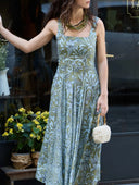 Elegant Printed Maxi Dress & Chiffon Cover-Up Two-Piece Set