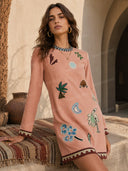 Fashionable Printed Linen Mini Dress