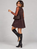 Lace Layered V Neck A Line Mini Dress