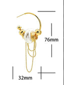 Pearl Beaded Chain Drop Hoop Earrings
