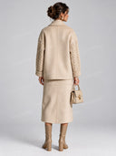 Cable Knit Sleeve Button Front Jacket