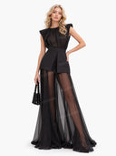 Unique Belt Perspective Skirt Maxi Dress