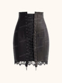 Elegant Lace Top & Lace Up Mini Skirt Two Piece Set