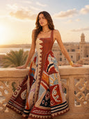 Unique Artistic Abstract Print Midi Dress
