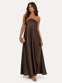 Elegant Beaded Halter Neck Flowy Maxi Dress