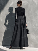 Turtleneck Top & Pleated Wide Leg Pants Set