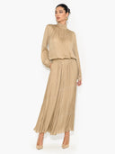 Modern Casual Chiffon Ruffle Top and Pleated Elastic-Waist Skirt Set