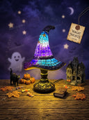 Halloween Sun Witch Hat Stained Glass Table Lamp
