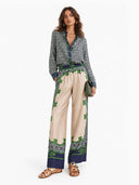 Unique Geometric Print Satin Two-piece Set