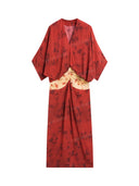 Casual Abstract Tie-Dye Kimono Sleeve Maxi Dress
