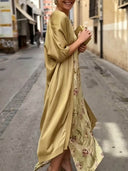 Elegant Botanical Print Sleeveless Midi Dress Two-Piece Set