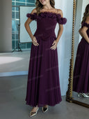 Elegant Ruffle Trim Cold Shoulder Maxi Dress