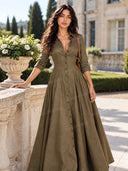 Retro Shirt-style Floor-length Maxi Dress
