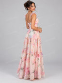 Elegant Floral Print Cutout Tiered Maxi Dress
