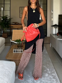 Casual Longline Tank Top & Zebra Print Pants Two-Piece Set