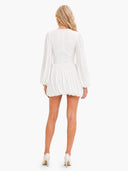 Pleated Design Long Sleeve Mini Dress