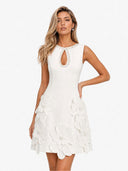 Elegant Floral Sleeveless Keyhole Mini Dress