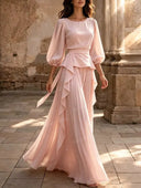 Elegant Ruffle Top & Pleated Pants Party Two-Piece Set
