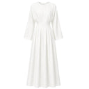 Elegant Pleated Long Sleeve Pocket Maxi Dress