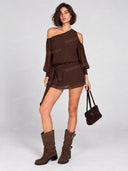 Asymmetric One Shoulder Belted Mini Dress
