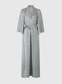 Elegant Geometric Print V-Neck Maxi Dress