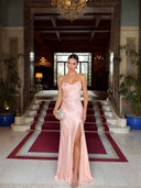 Elegant Satin Backless Cowl Back Maxi Dress