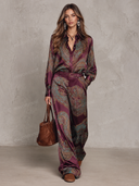 Paisley Print Shirt & Wide Leg Pants Set