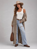 Elegant Floral Cami Maxi Dress & Long Knit Cardigan Set